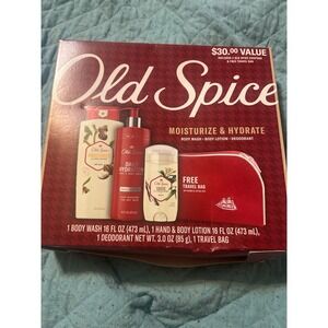 Old Spice Moisturize & Hydrate Mens Gift Set Body Wash Lotion Deodorant Travel